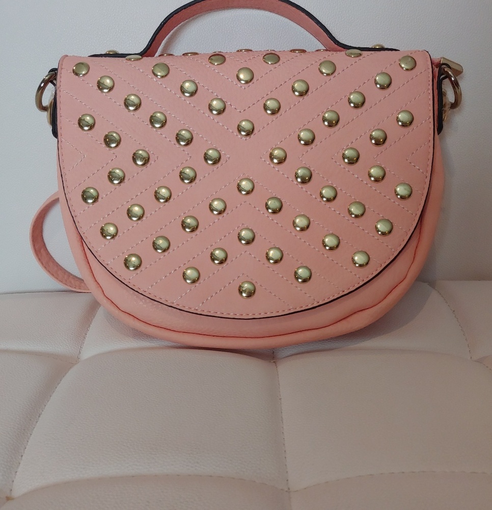 Envy Blush Crossbody bag with Gold Embellishment